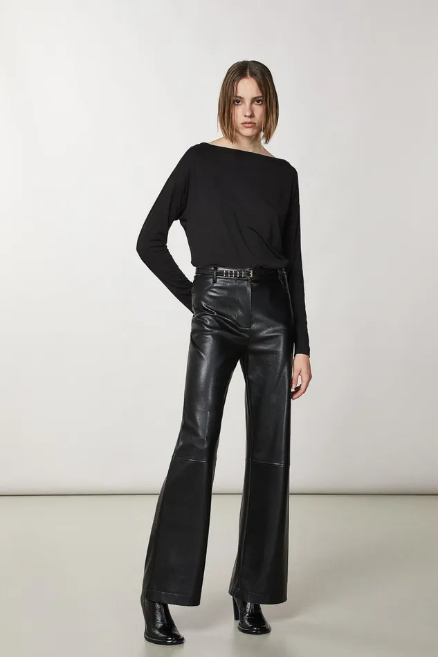 Tops Women Patrizia Pepe Viscose Sweater With Rhinestones Nero