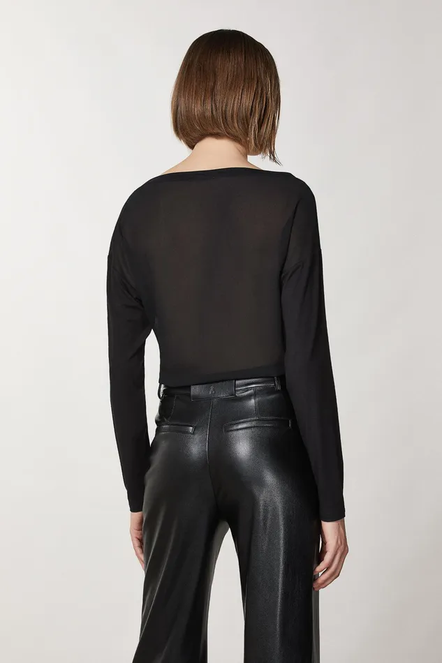 Tops Women Patrizia Pepe Viscose Sweater With Rhinestones Nero