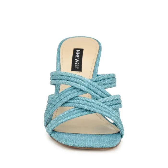 Tracee Heeled Slide Sandals Medium Blue Women Nine West Heels