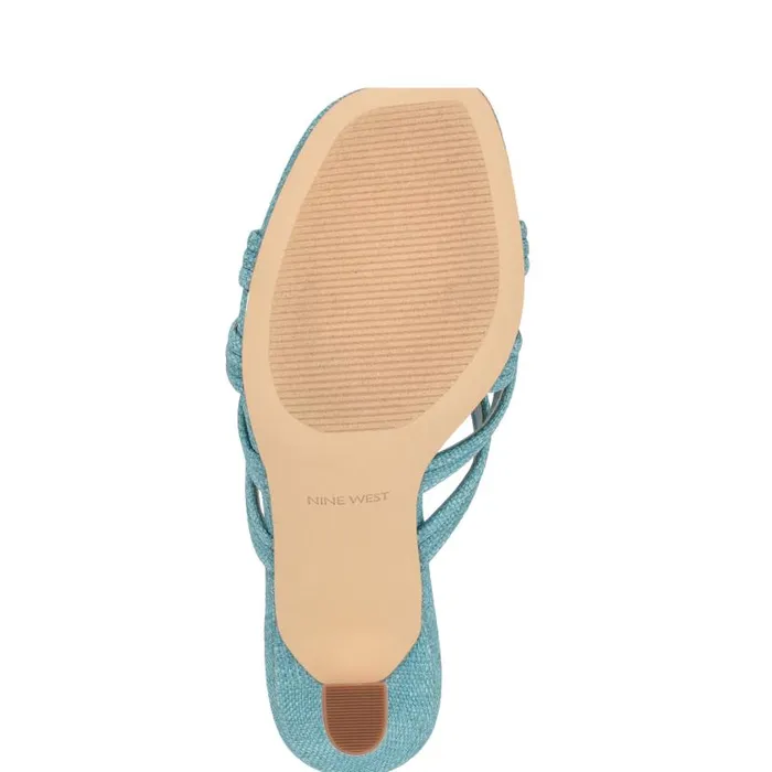 Tracee Heeled Slide Sandals Medium Blue Women Nine West Heels