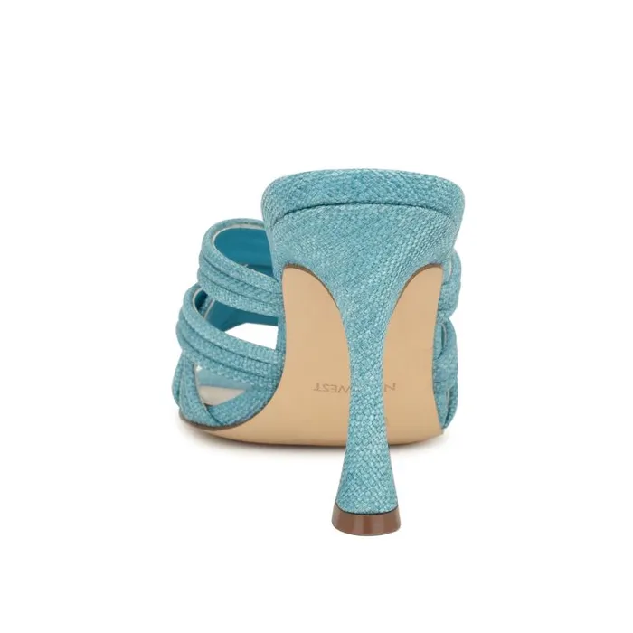 Tracee Heeled Slide Sandals Medium Blue Women Nine West Sandals
