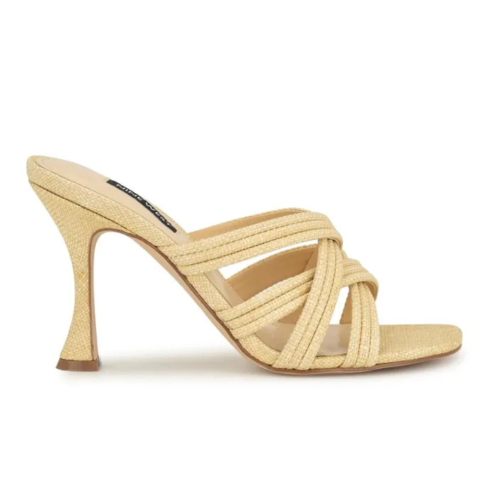Tracee Heeled Slide Sandals Natural Women Nine West Sandals