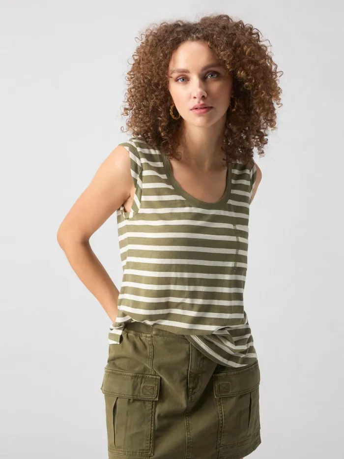Traveler Twist Sleeve Tee Light Ecru Olive Stripe Women Sanctuary Clothing Tees and Tops Traveler Twist Sleeve Tee Light Ecru Olive Stripe Women Sanctuary Clothing Tees and Tops