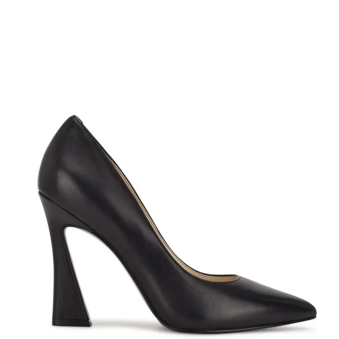 Trendz Pointy Toe Pumps Black Leather Women Nine West Heels