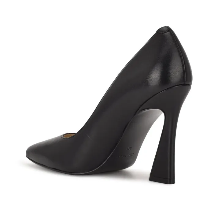 Trendz Pointy Toe Pumps Black Leather Women Nine West Heels