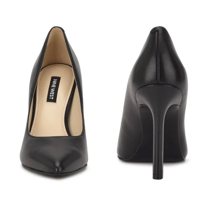 Trendz Pointy Toe Pumps Black Leather Women Nine West Heels