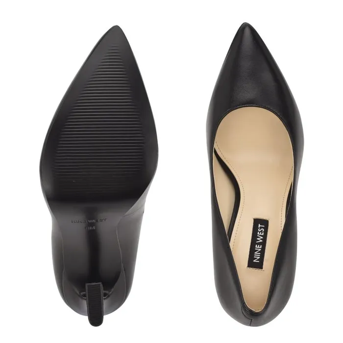 Trendz Pointy Toe Pumps Black Leather Women Nine West Heels