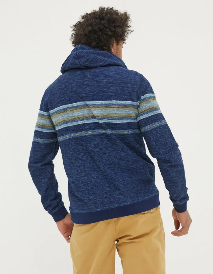 Trescowe Indigo Stripe Hoodie Indigo Blue Men FatFace Sweatshirts and Hoodies