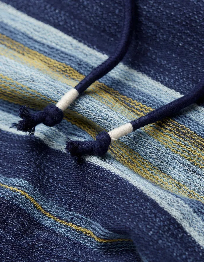 Trescowe Indigo Stripe Hoodie Indigo Blue Men FatFace Sweatshirts and Hoodies