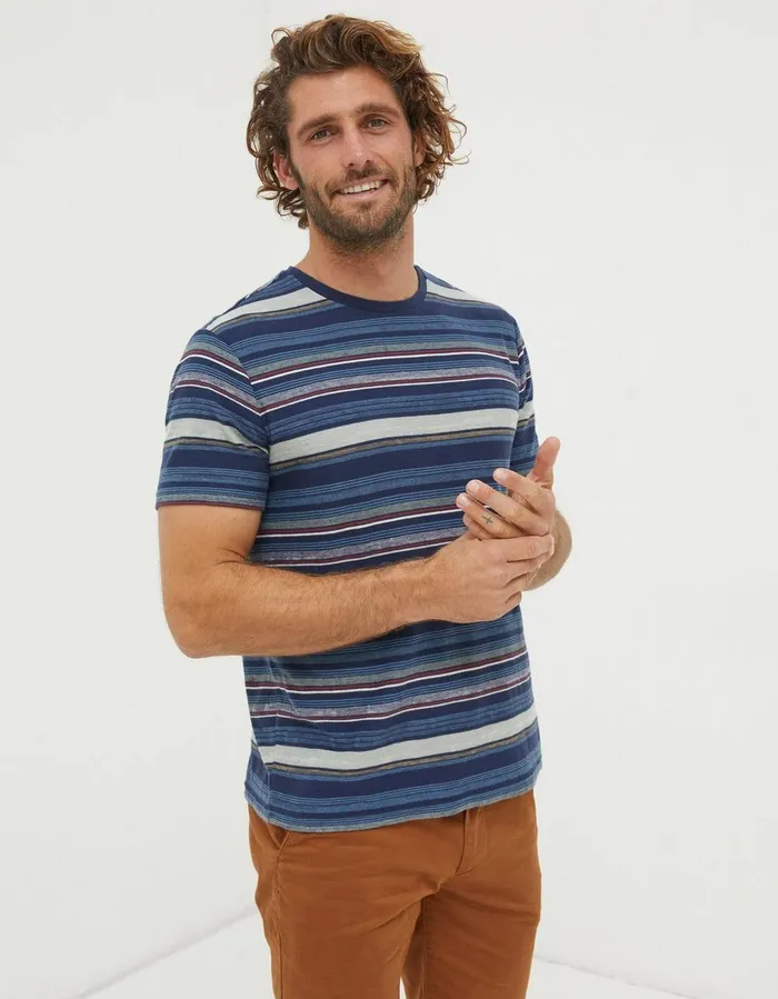Trescowe Stripe T Shirt Navy Men FatFace TShirts