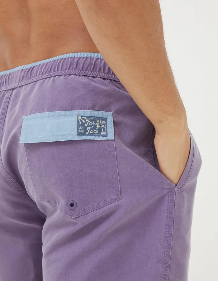 Trevose Plain Swim Shorts Purple Men FatFace Swimwear
