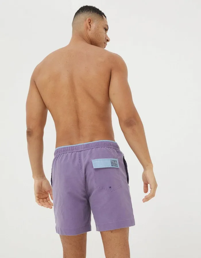 Trevose Plain Swim Shorts Purple Men FatFace Swimwear