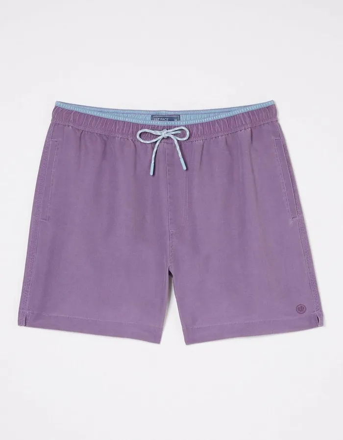 Trevose Plain Swim Shorts Purple Men FatFace Swimwear