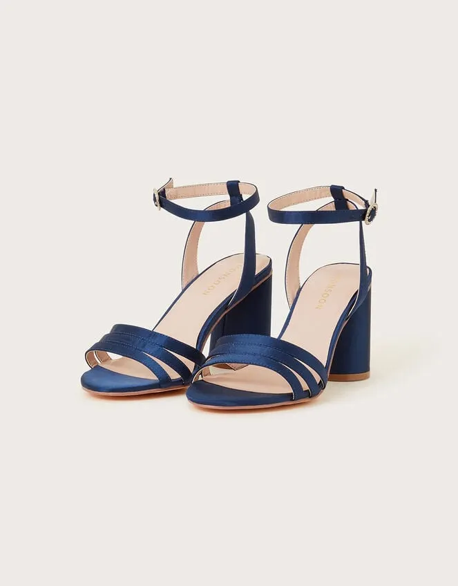 Trio Strap Block Heeled Sandals Blue Women Monsoon Sandals
