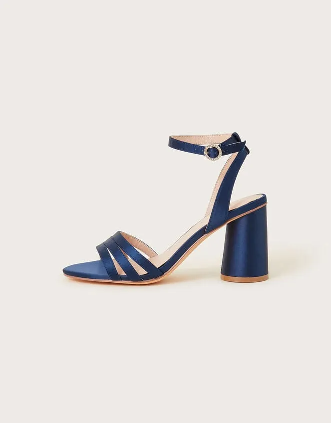 Trio Strap Block Heeled Sandals Blue Women Monsoon Sandals