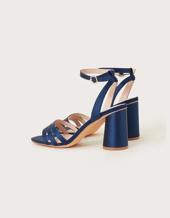 Trio Strap Block Heeled Sandals Blue Women Monsoon Sandals