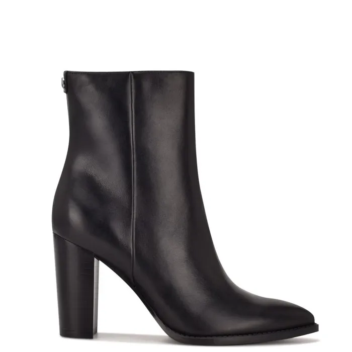 Tryme 92159 Heeled Booties Black Leather Women Nine West Heels