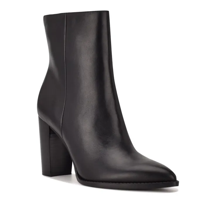 Tryme 92159 Heeled Booties Black Leather Women Nine West Heels