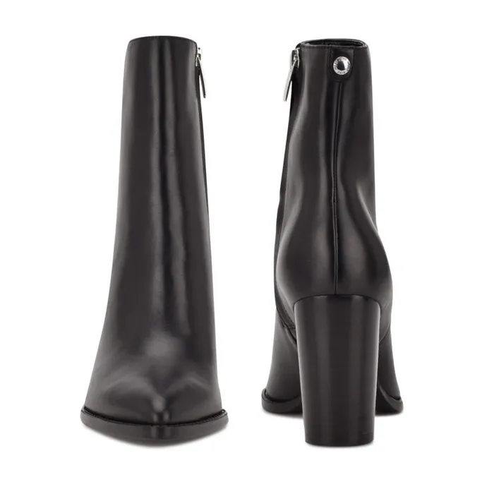Tryme 92159 Heeled Booties Black Leather Women Nine West Heels