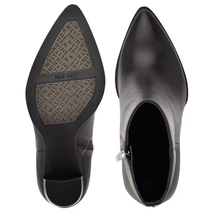 Tryme 92159 Heeled Booties Black Leather Women Nine West Heels