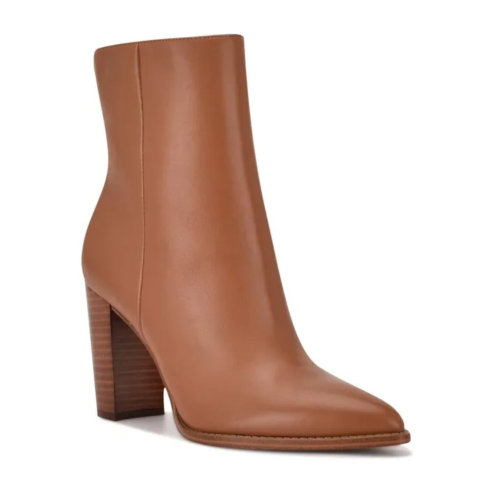 Tryme 92159 Heeled Booties New Luggage Leather Women Nine West Boots and Booties