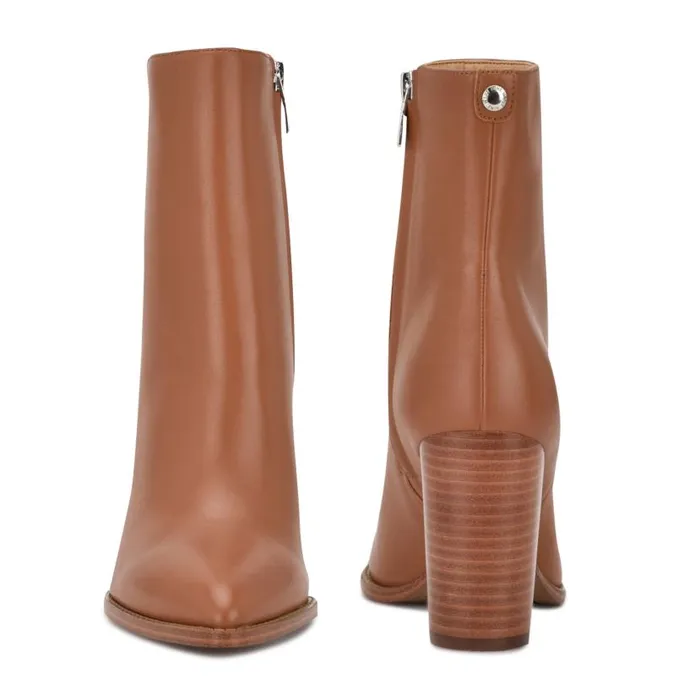 Tryme 92159 Heeled Booties New Luggage Leather Women Nine West Boots and Booties