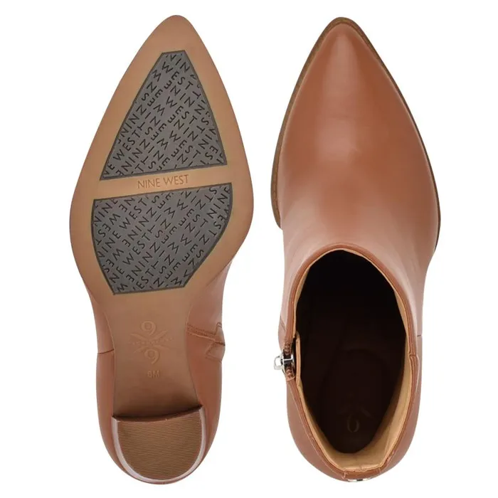 Tryme 92159 Heeled Booties New Luggage Leather Women Nine West Boots and Booties