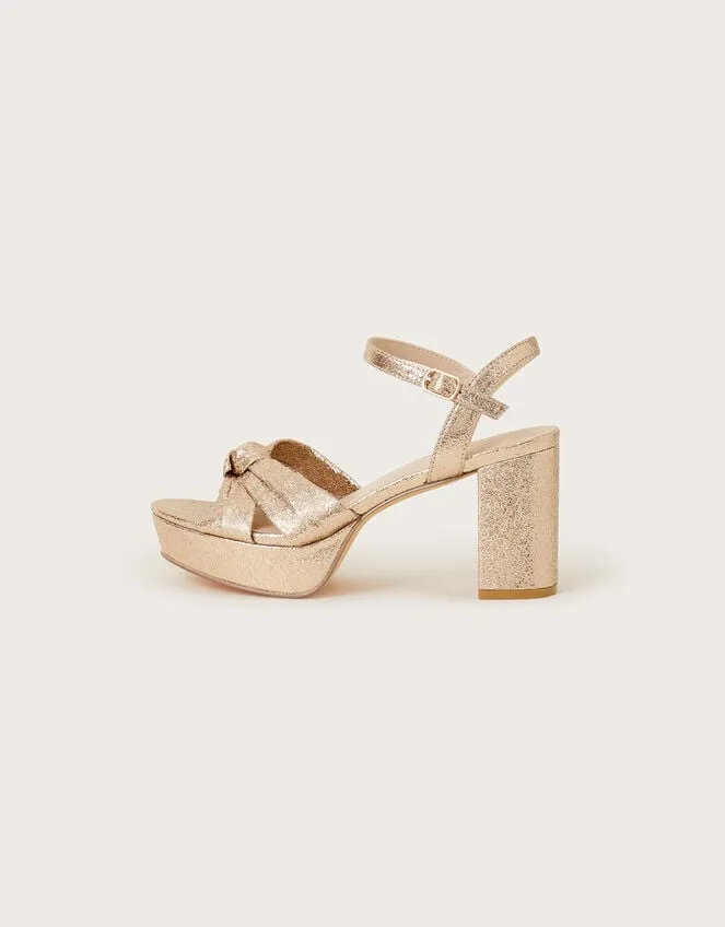 Twist Knot Platform Heels Gold Women Monsoon Sandals
