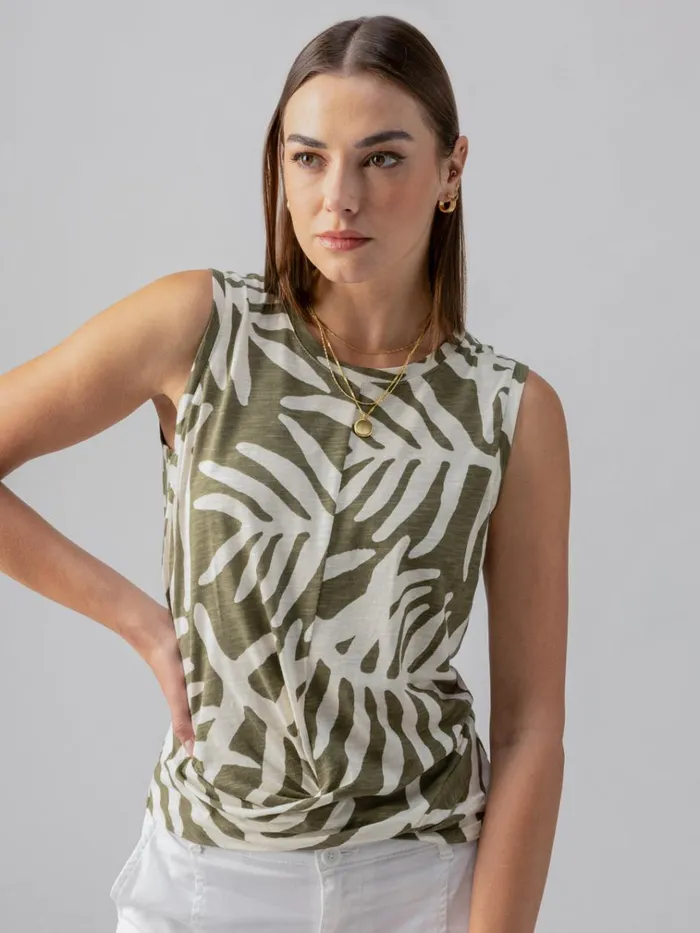 Twisted Tank Olive Night Palm Women Sanctuary Clothing Tees and Tops