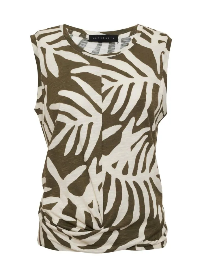 Twisted Tank Olive Night Palm Women Sanctuary Clothing Tees and Tops
