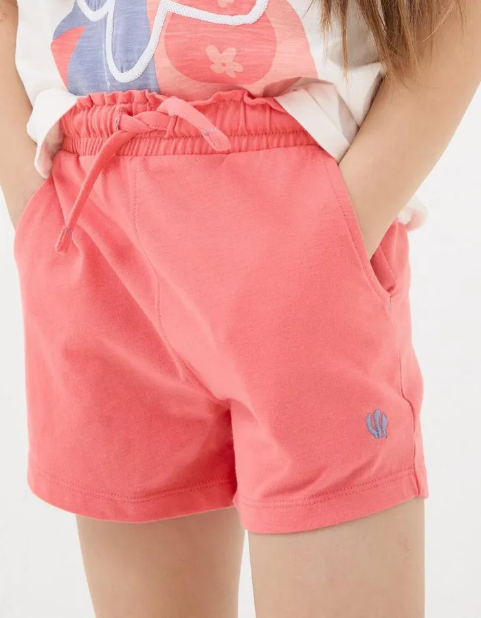 Two Pack Jersey Shorts Coral Pink Girls FatFace Shorts