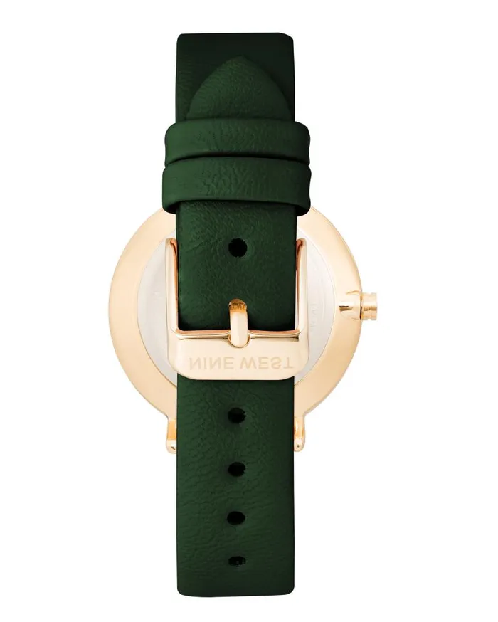 TwoTone Bezel Strap Watch Green WomenMen Nine West Watches