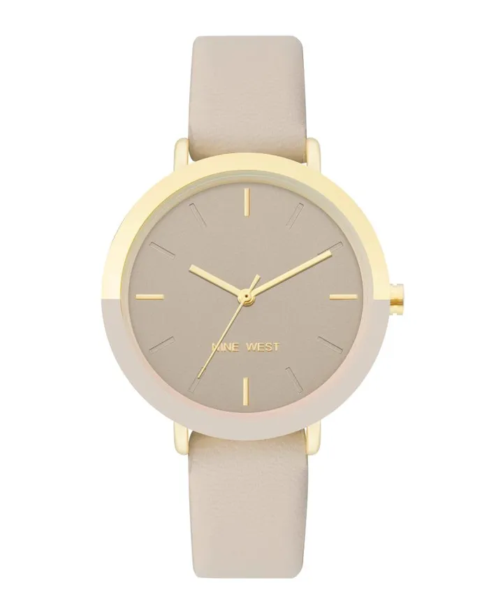 TwoTone Bezel Strap Watch Tan WomenMen Nine West Watches