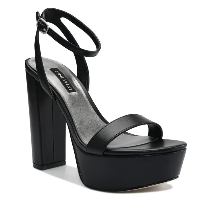 Uknow Platform Dress Sandals Black Women Nine West Heels