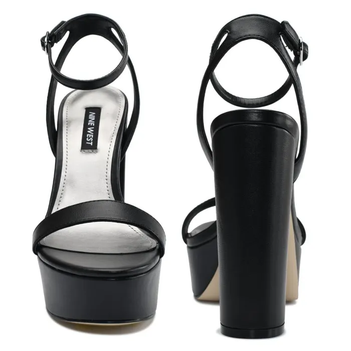 Uknow Platform Dress Sandals Black Women Nine West Heels