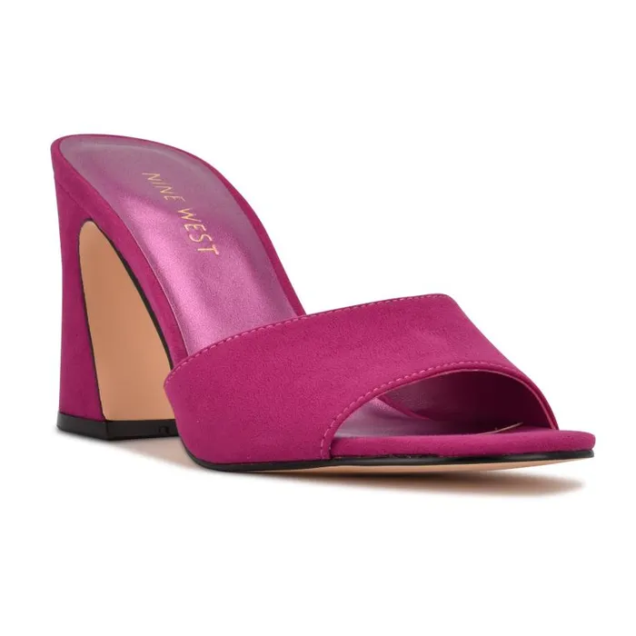 Unah Heeled Slide Sandals Dark Pink Suede Women Nine West Sandals