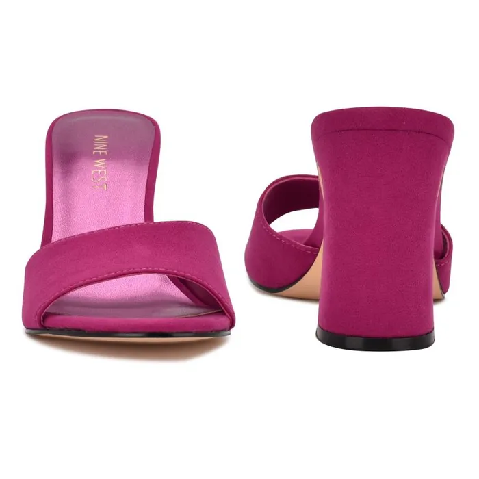 Unah Heeled Slide Sandals Dark Pink Suede Women Nine West Sandals