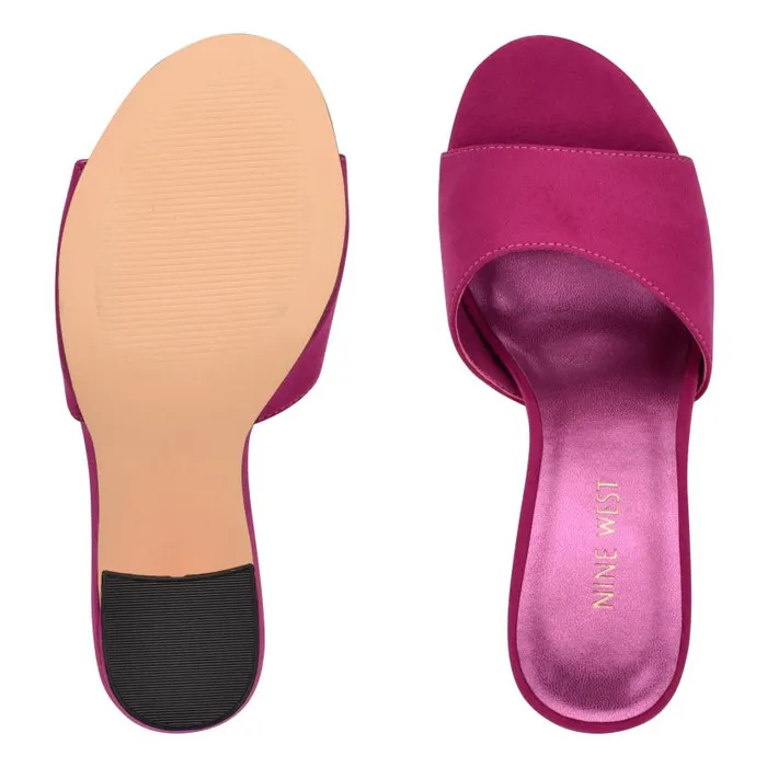 Unah Heeled Slide Sandals Dark Pink Suede Women Nine West Sandals