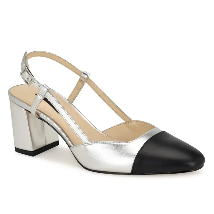 Unda Slingback Heels Silver Women Nine West Heels