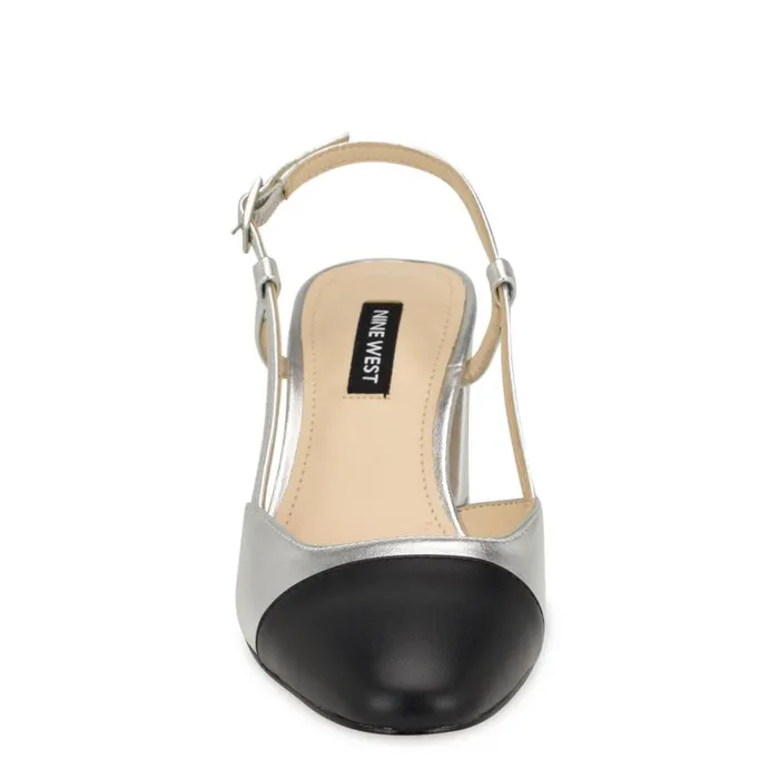 Unda Slingback Heels Silver Women Nine West Heels