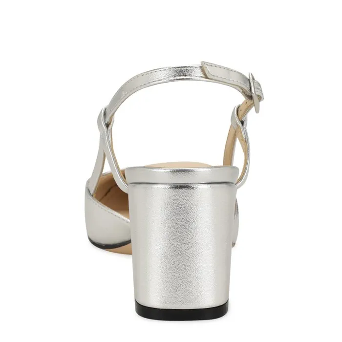 Unda Slingback Heels Silver Women Nine West Heels