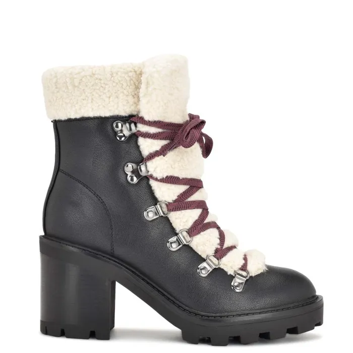 Unise Lug Sole Booties Black Women Nine West Boots and Booties