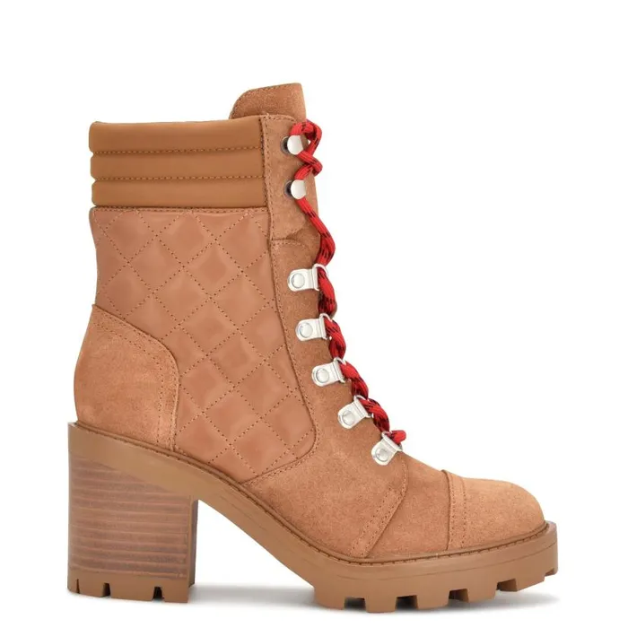 Unite Lug Sole Booties Medium Brown Suede Women Nine West Boots and Booties