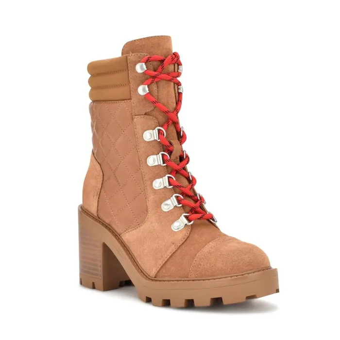 Unite Lug Sole Booties Medium Brown Suede Women Nine West Boots and Booties