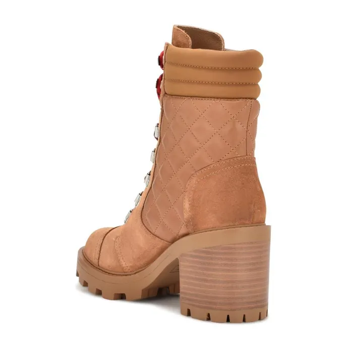Unite Lug Sole Booties Medium Brown Suede Women Nine West Boots and Booties