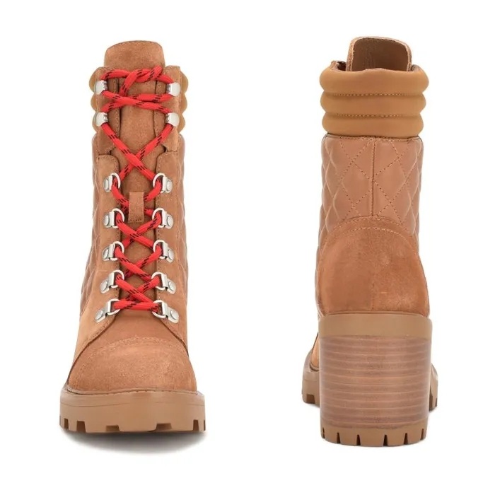 Unite Lug Sole Booties Medium Brown Suede Women Nine West Boots and Booties