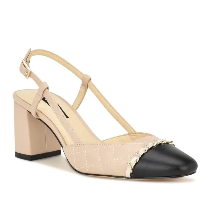 Uround Quilted Cap Top Slingbacks Light Natural Women Nine West Heels