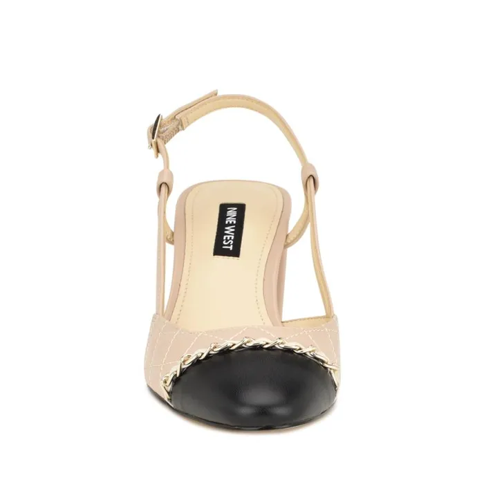 Uround Quilted Cap Top Slingbacks Light Natural Women Nine West Heels