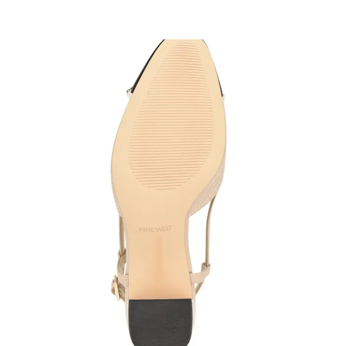 Uround Quilted Cap Top Slingbacks Light Natural Women Nine West Heels