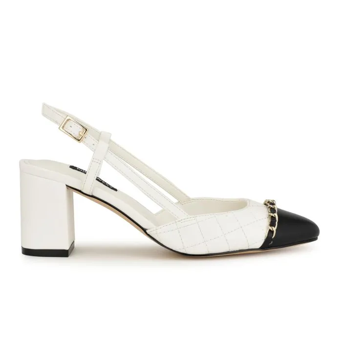 Uround Quilted Cap Top Slingbacks White Women Nine West Heels